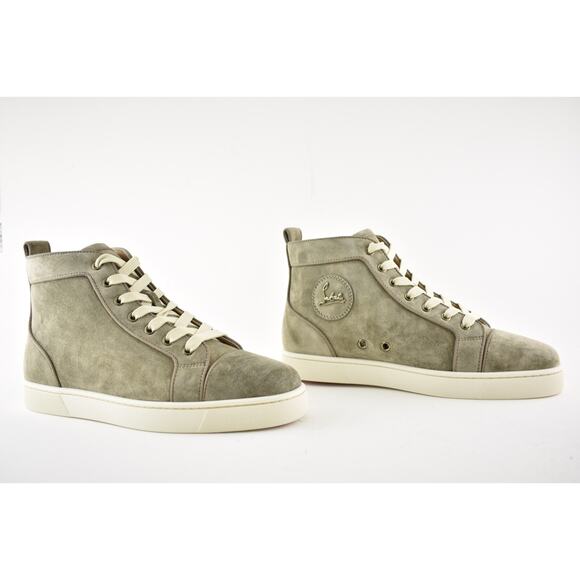 Christian Louboutin Mens Louis Orlato Flat Poivre Vert Suede High Sneaker 39 6 - Picture 4 of 12